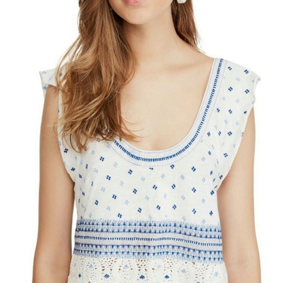 Free People Women's Blouse White Size Medium M Emb